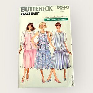 Vintage 1980s Butterick Sewing Pattern 6348 Misses Maternity Dress Jumper Top